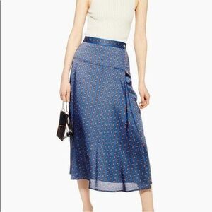 Topshop Horse Coin Patterned Midi Satin Skirt 4
